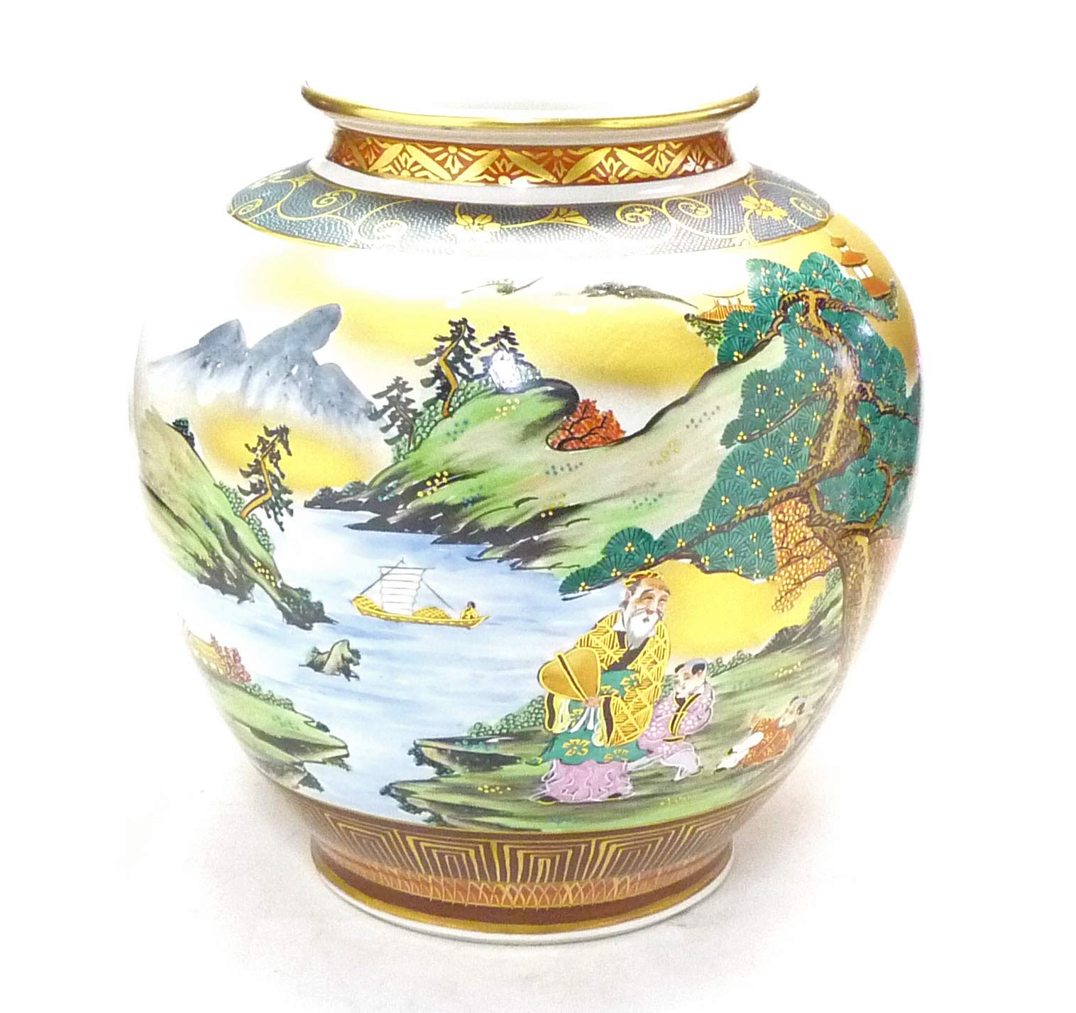 九谷焼の花瓶です。 Amazon.co.jp: 百華園 九谷『花瓶』本金山水 青粒 10号 : ホーム＆キッチン